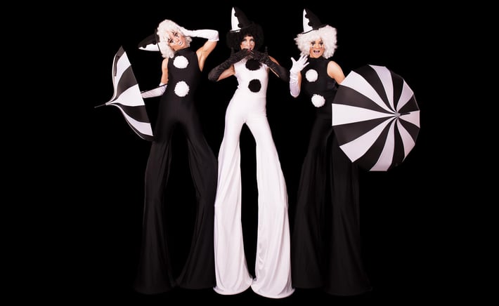 Stilt Walkers - Black and white clowns 1