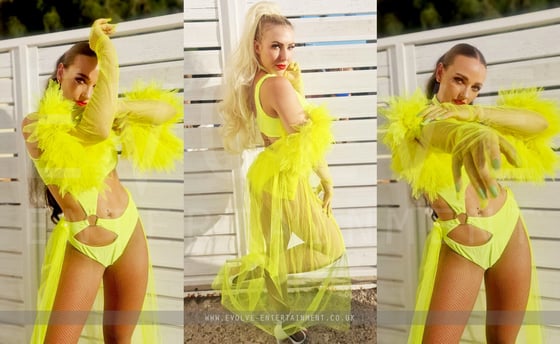 Yellow poofy gloves
